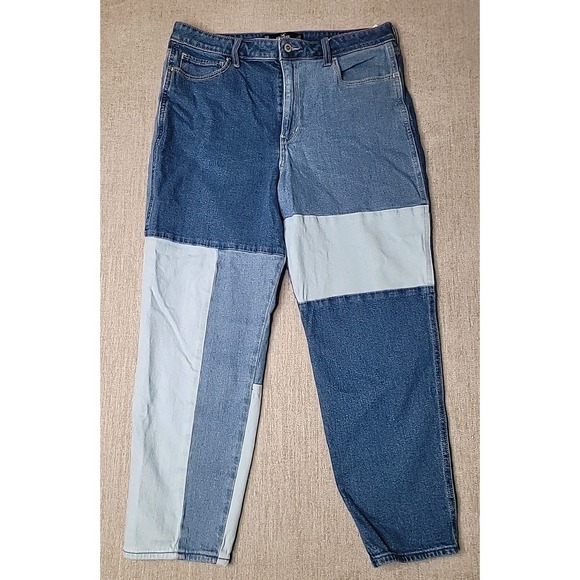 Hollister Denim - Hollister  Patchwork Jeans Ultra High Rise Ankle Mom Jeans 15 R Multi Blue